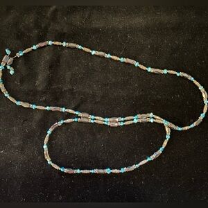 Elegant Hematite Wrap Necklace/Bracelet - Silver, Turquoise and Black